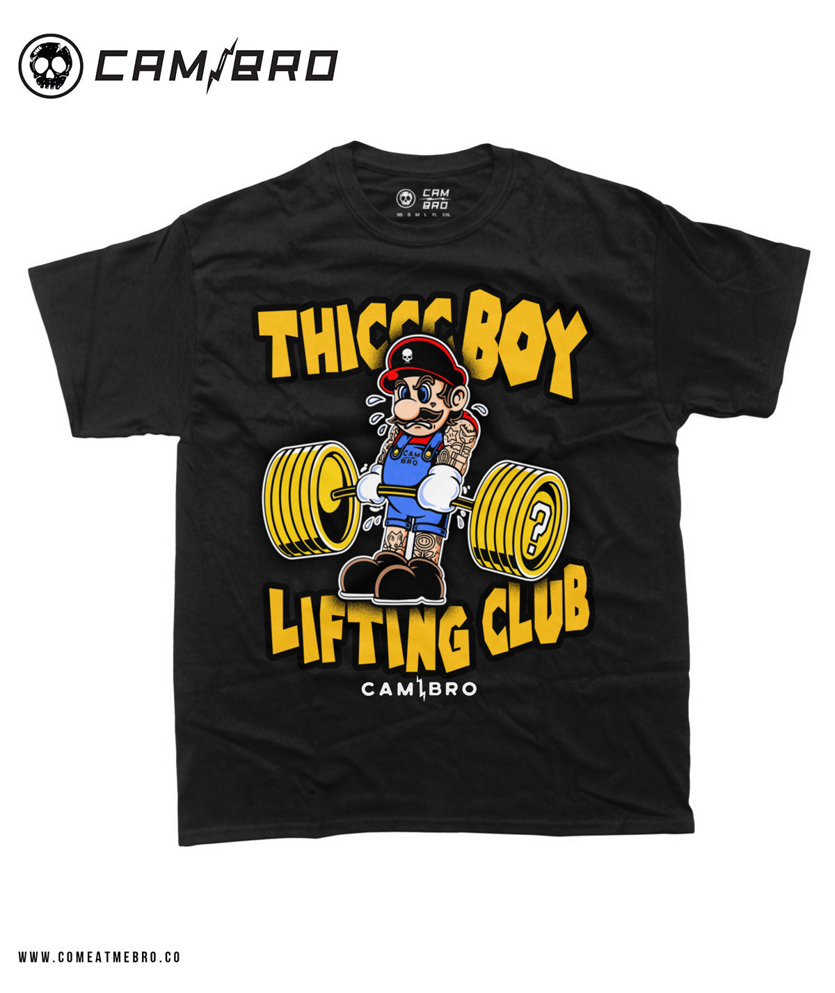 Super Mario Thiccc Boy Lifting Club Black Unisex Tee